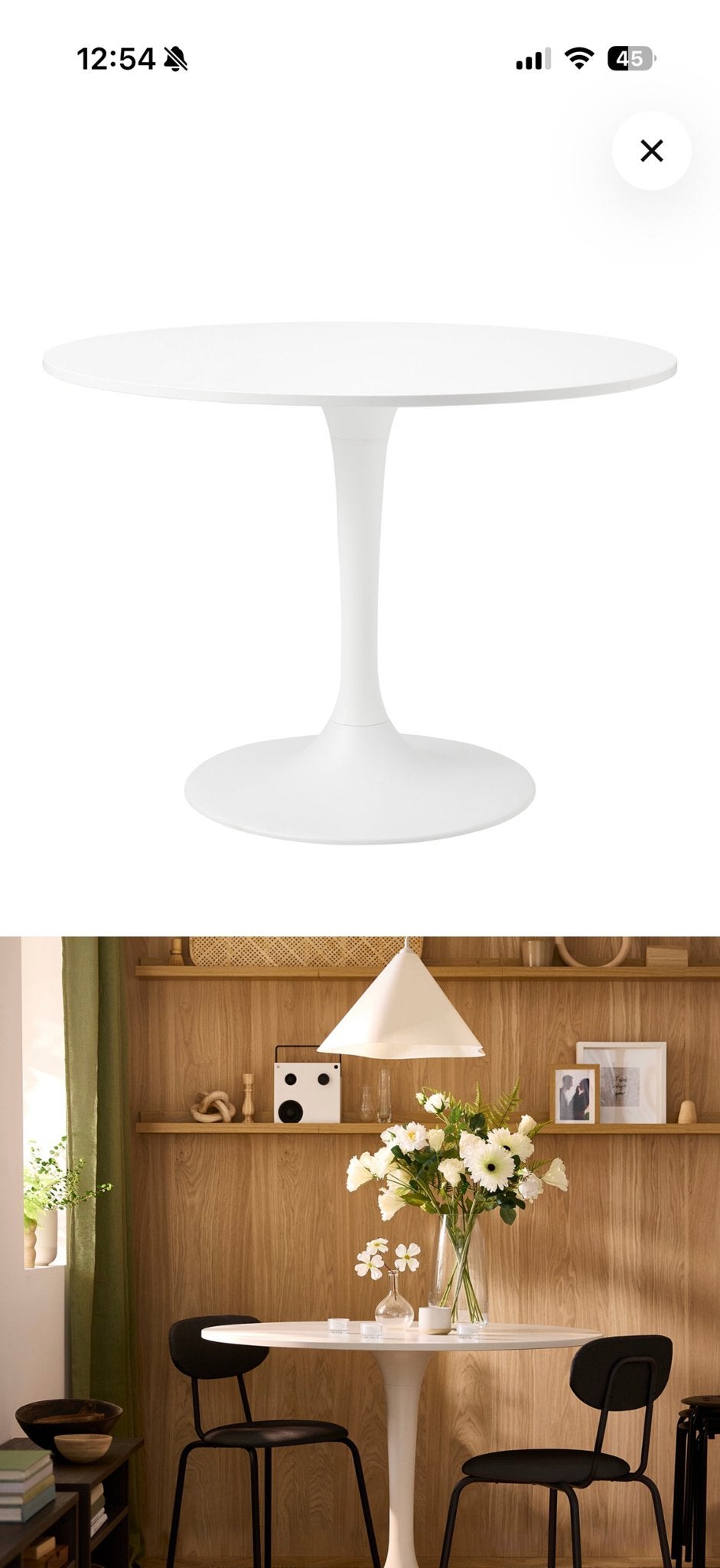 IKEA Docksta ronde tafel - wit, 103 cm, Huis en Inrichting, Ophalen, Kunststof, 100 tot 150 cm, Rond