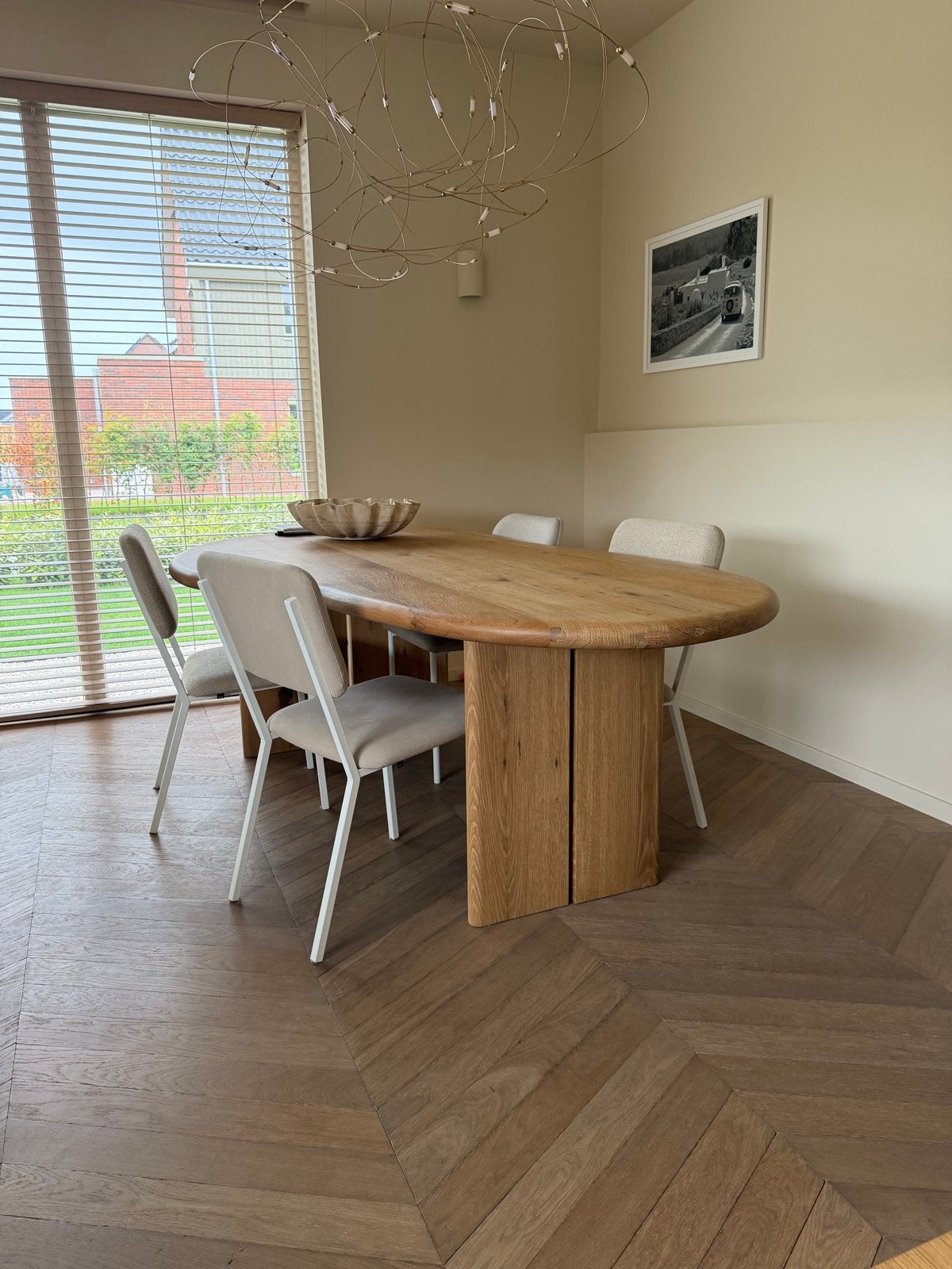 Massief eiken eettafel organisch, Ophalen, 100 tot 150 cm, Eikenhout, 200 cm of meer
