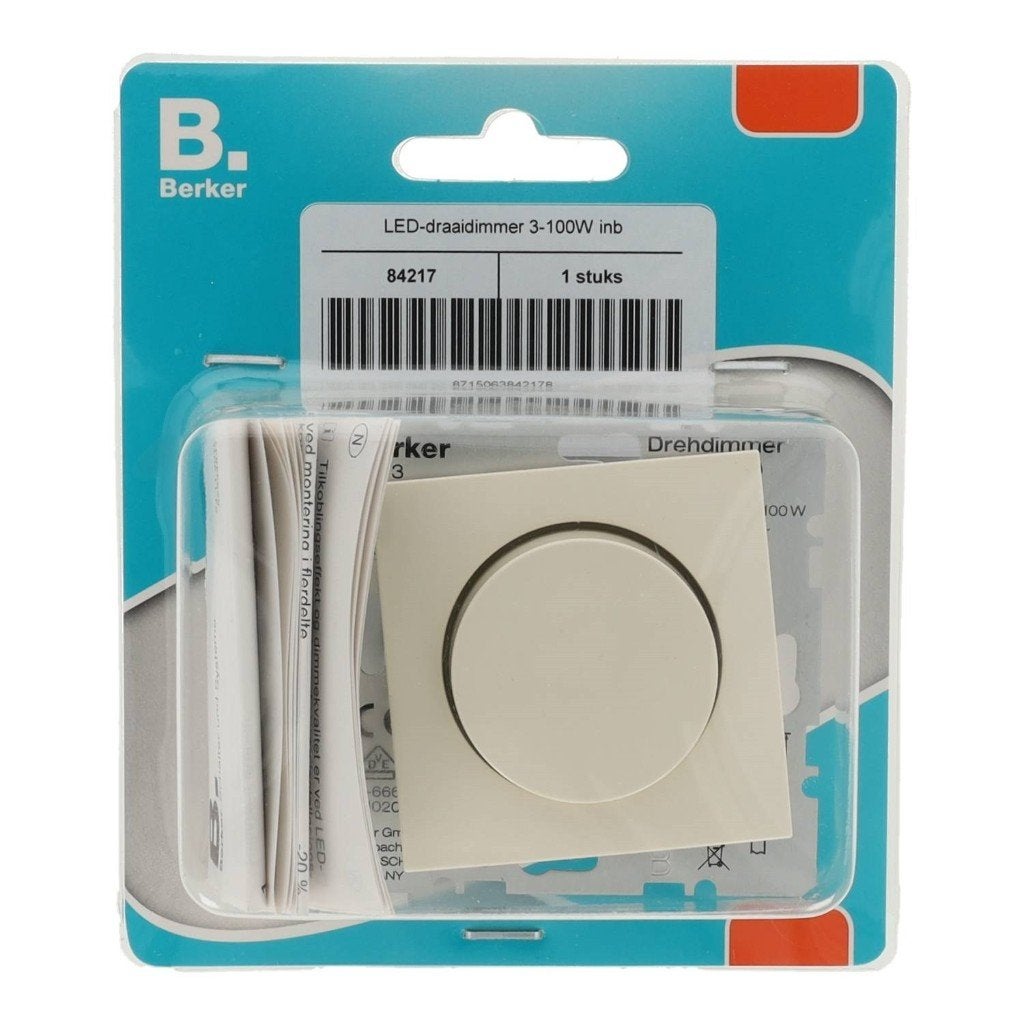 LED-draaidimmer 3-100W inbouw + dimmerknop crème, Verzenden, Nieuw
