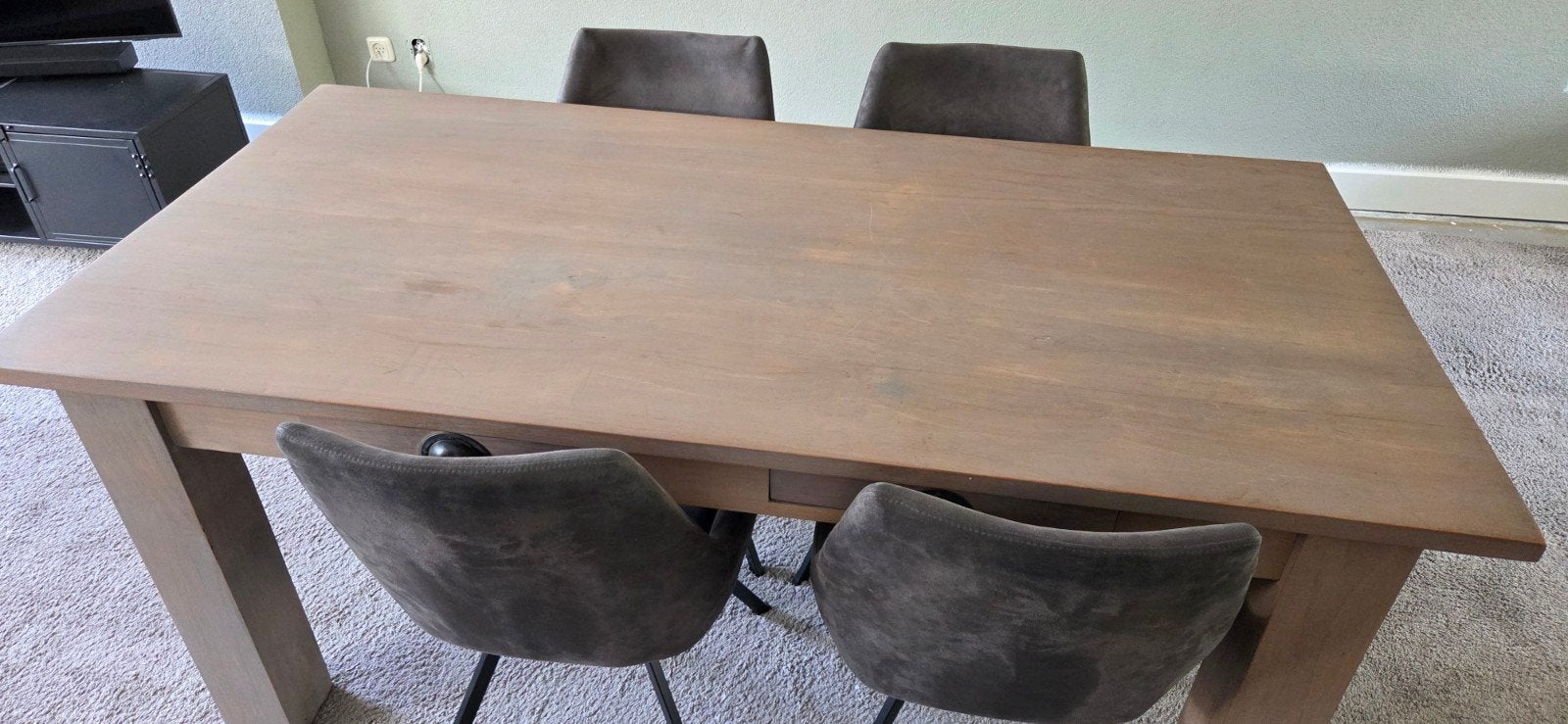 Eettafel eventueel met eetkamerstoelen, Huis en Inrichting, Ophalen, Gebruikt, 200 cm of meer, 50 tot 100 cm