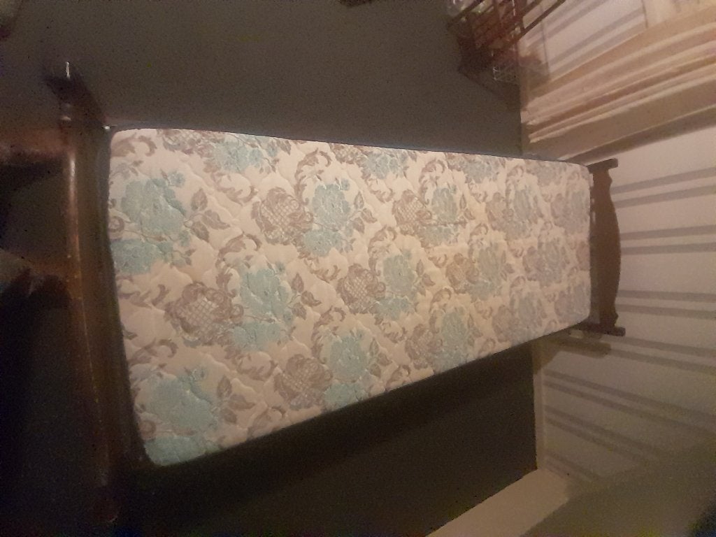 Houten bed, Ophalen, Gebruikt, Eenpersoons, Bruin