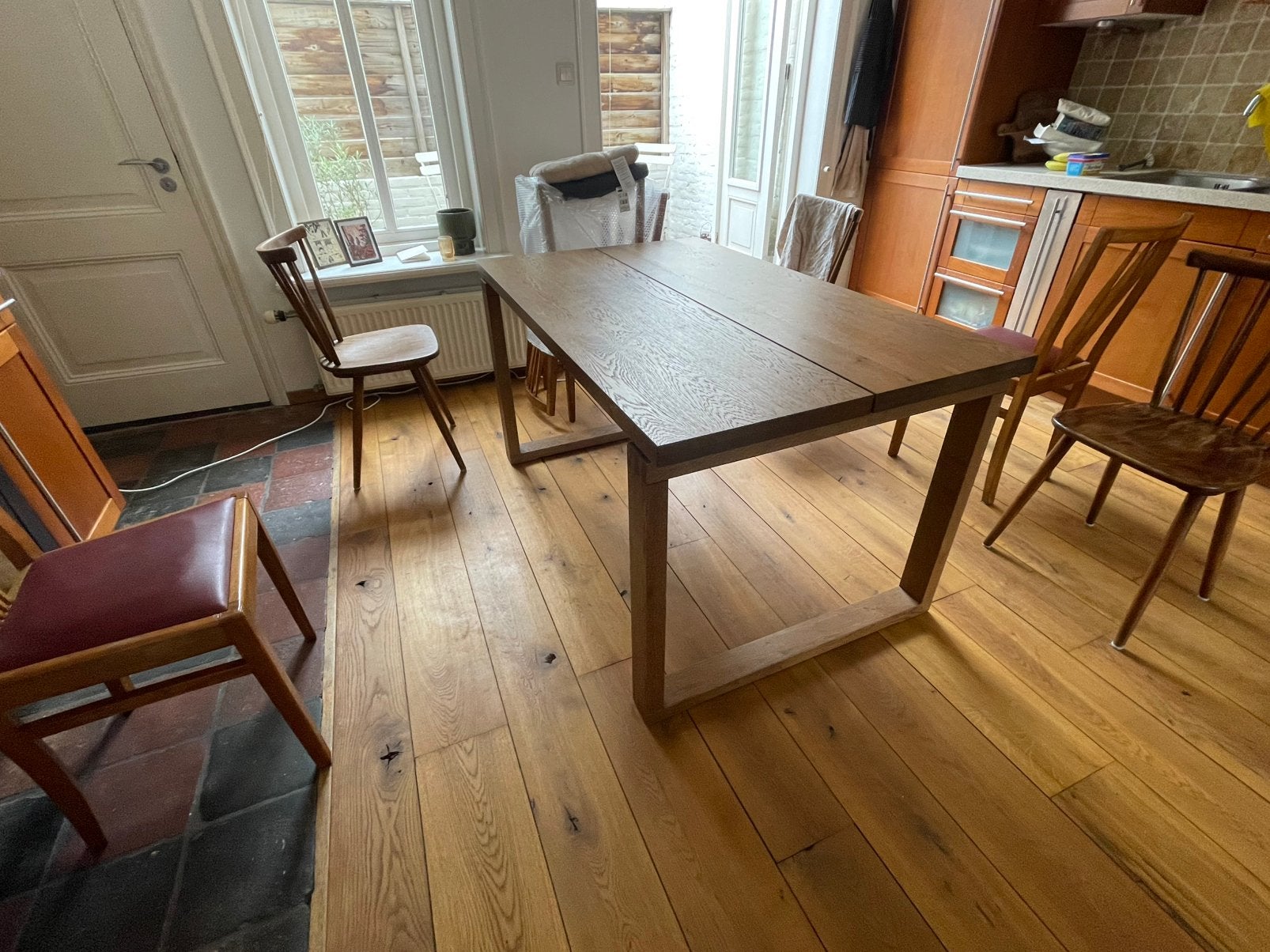 Tafel eettafel keukentafel ikea massief hout 4 personen, Ophalen, 100 tot 150 cm, Eikenhout, 50 tot 100 cm