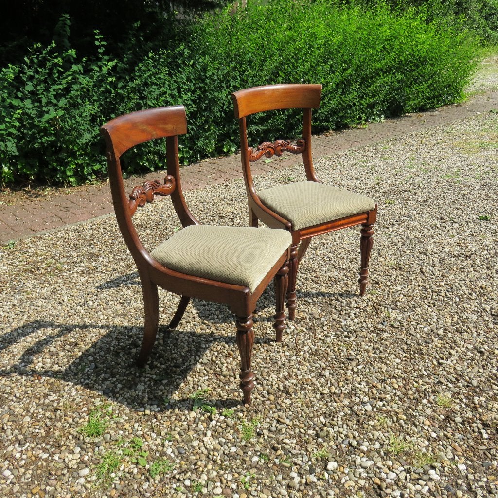 2 Oude Biedermeier, stijl mahonie houten eetkamer stoelen., Ophalen