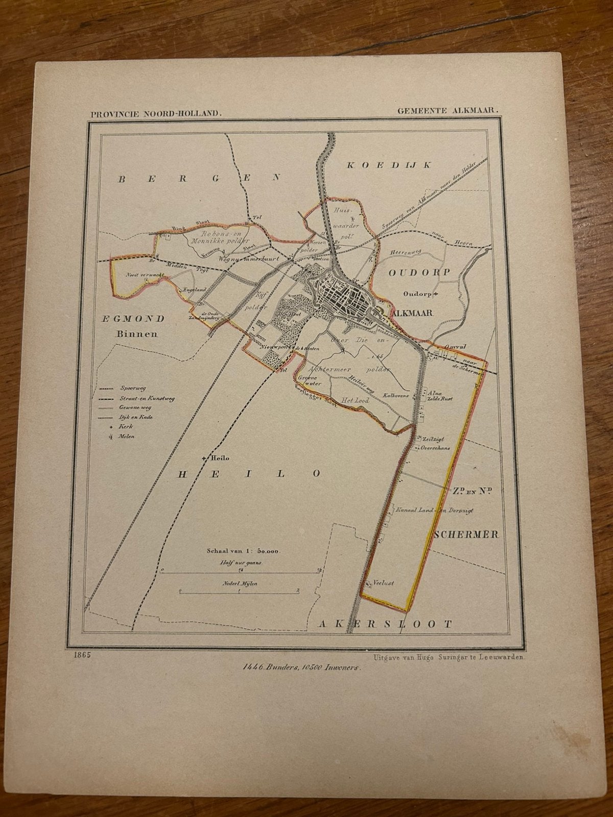Kuyperkaartje gemeente Alkmaar, Gebruikt, Ophalen of Verzenden, Voor 1940, Prent