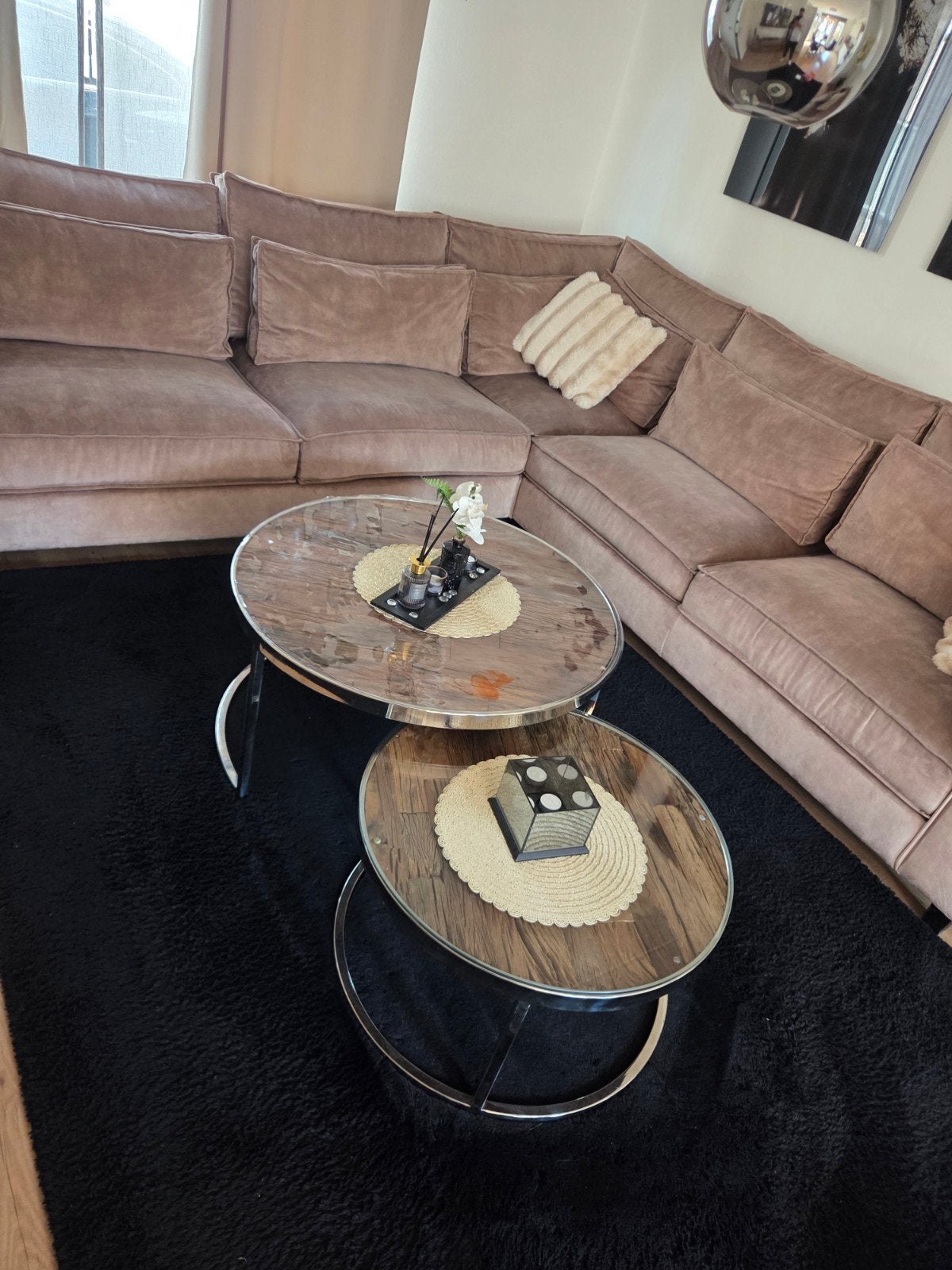 Complete set sallontafel, eetafel met stoelen en sfeerhaard, Ophalen of Verzenden
