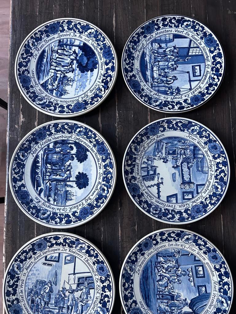 Set van 6 Delfts Blauwe Wandborden - Handwerk, Ophalen of Verzenden