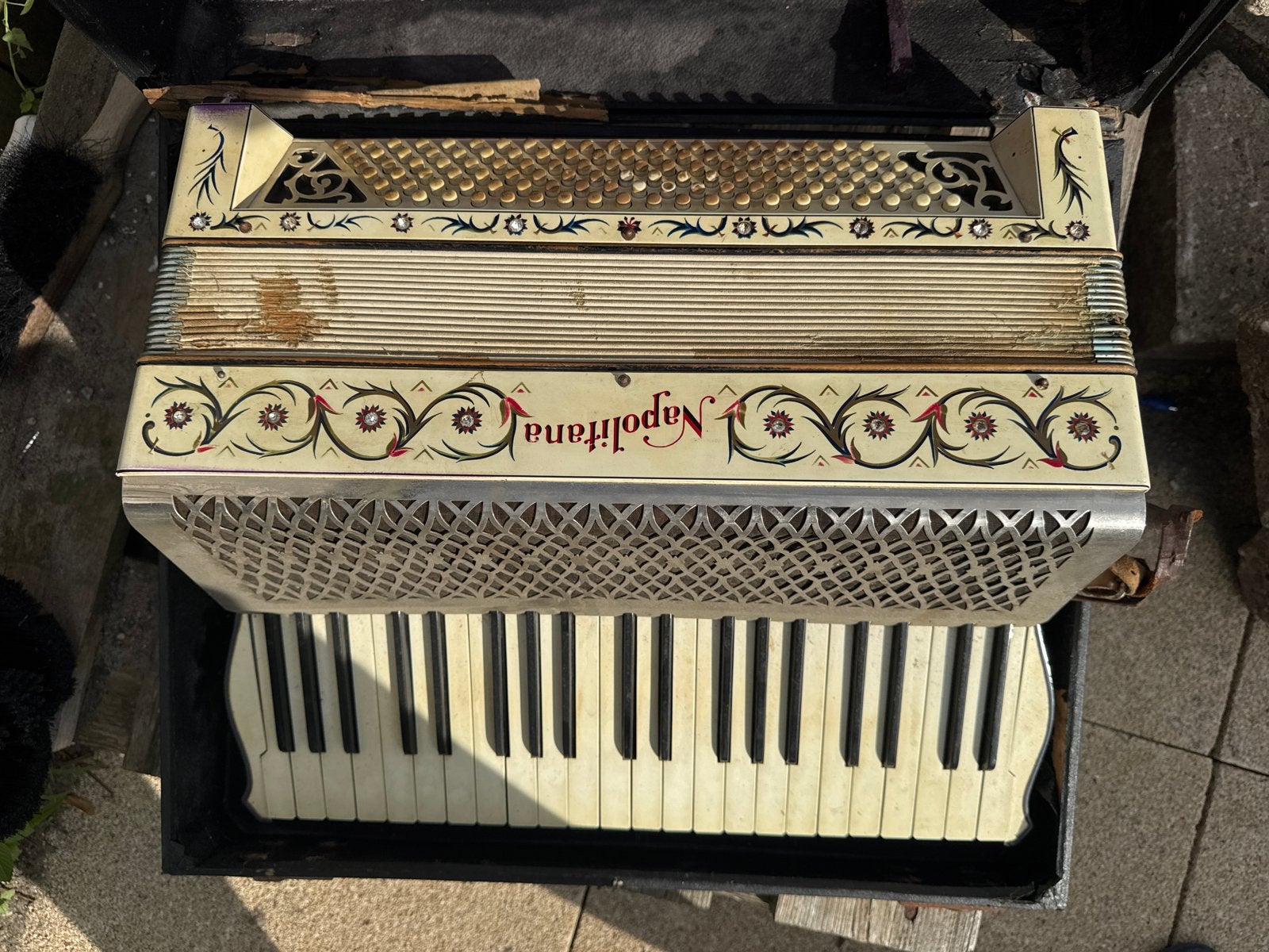 Vintage Napolitana Accordeon met Koffer - Gebruikt, Overige merken, Gebruikt, Overige formaten, Met koffer