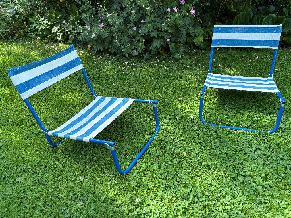 twee lage strandstoeltjes, Ophalen, Gebruikt, Campingstoel