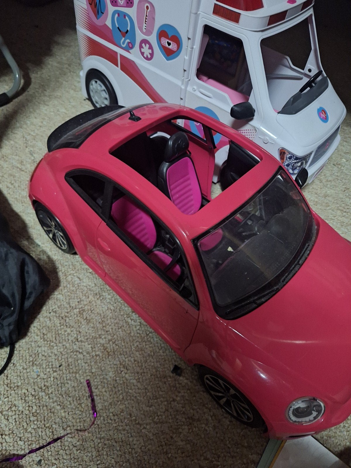 Roze barbie auto, Ophalen, Gebruikt