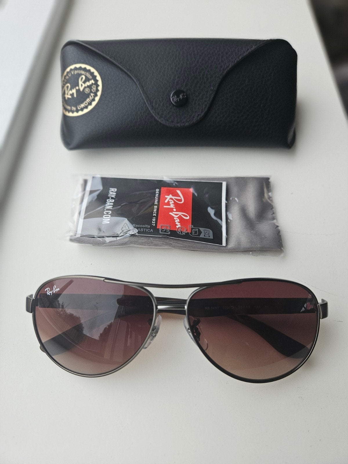 Nieuwe Ray-Ban 3457 Zonnebril - Kunststof/Metaal Montuur, Zonnebril, Bruin, Nieuw, Ophalen of Verzenden
