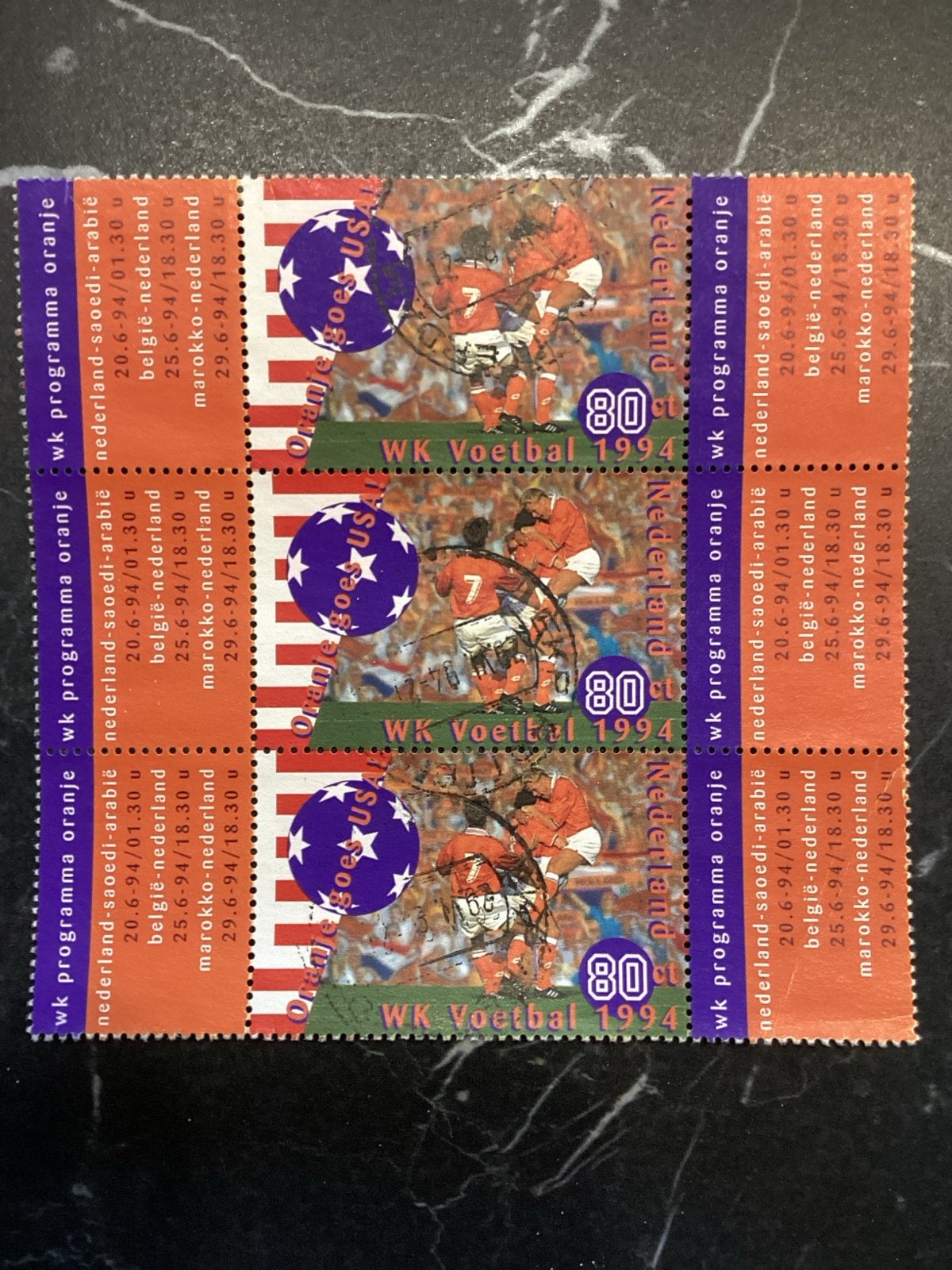 WK Voetbal 1994 Postzegels - Oranje Goes USA, Postzegels en Munten, Ophalen of Verzenden, Na 1940, Gestempeld