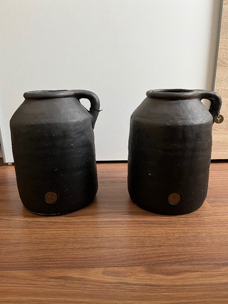 Zwarte stenen vazen (set van 2), Ophalen of Verzenden