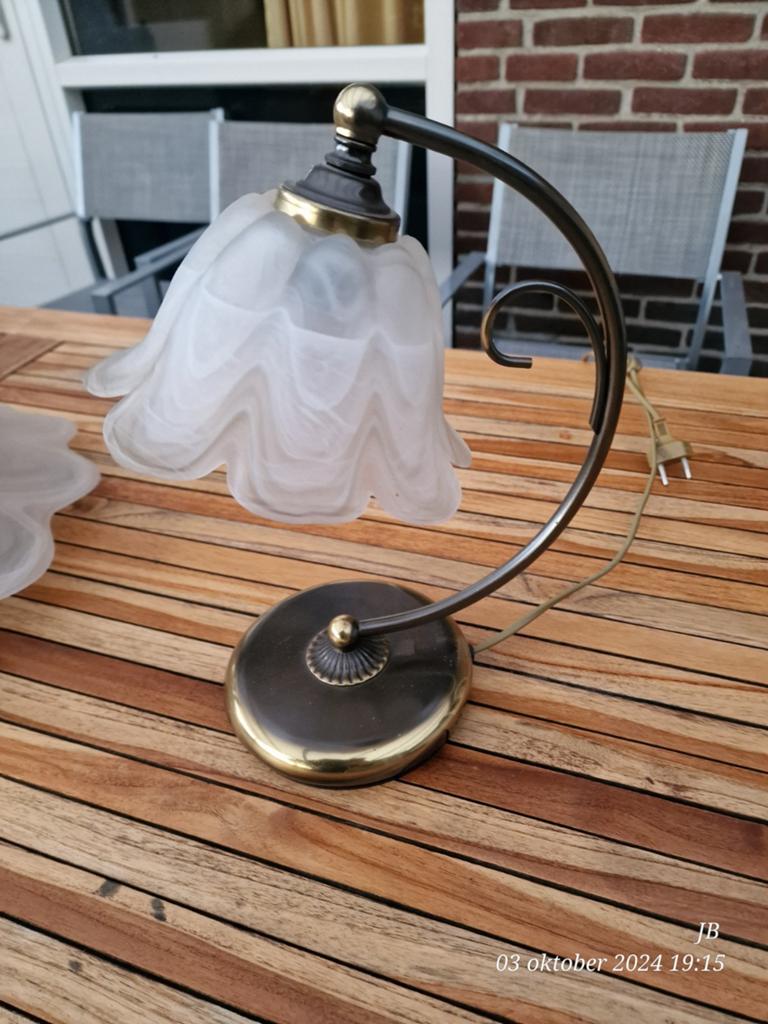 mooie set gemarmerd glas lampen te koop, Antiek en Kunst, Ophalen