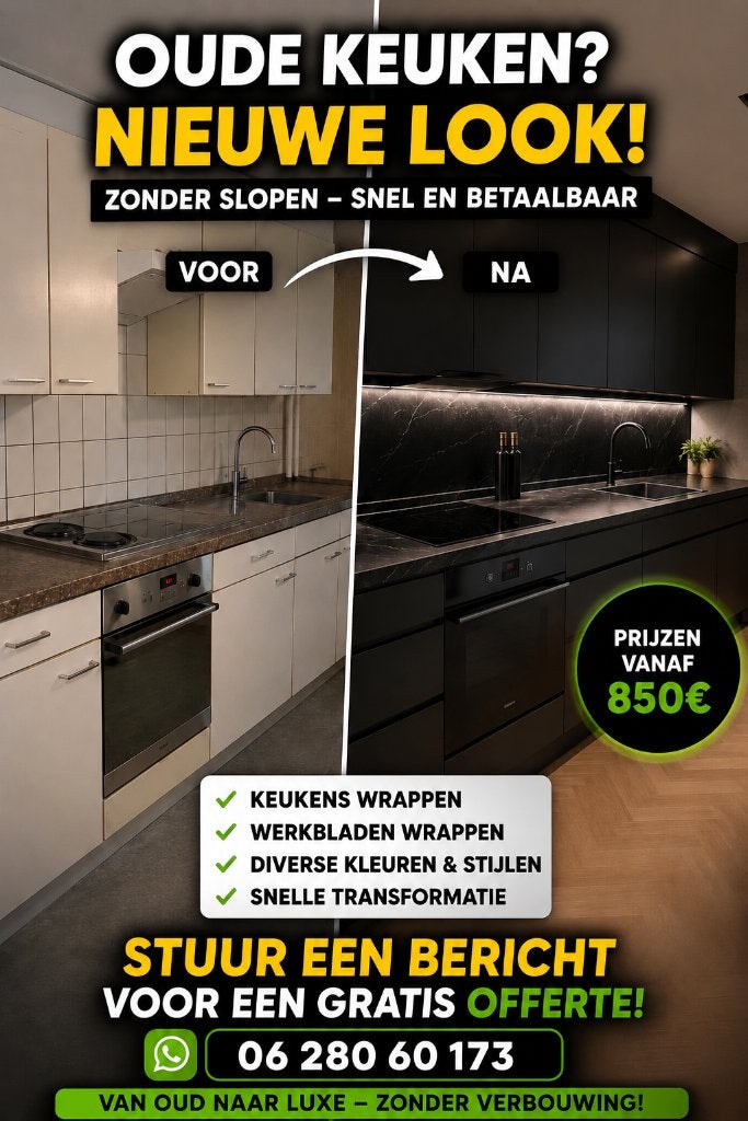 Keuken wrap actie!!, Huis en Inrichting, Keuken | Complete keukens, Ophalen, Overige typen, Nieuw, Met kookeiland