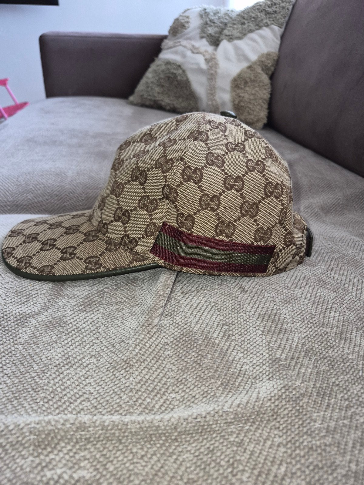 Gucci GG Canvas Baseballpet met Webdetail - Maat M, Ophalen of Verzenden, Gedragen, Gucci, Pet