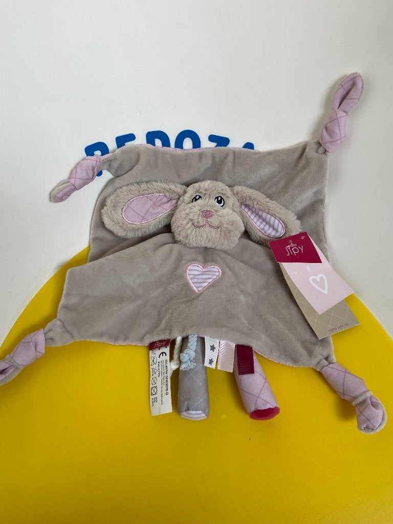 K2067 Jipy doek doekje hond grijs roze, Kinderen en Baby's, Speelgoed | Knuffels en Pluche, Ophalen of Verzenden, Zo goed als nieuw