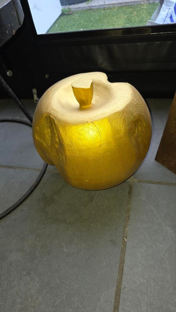 Massief houten gouden appel - Groot en zwaar (6 kg), Antiek en Kunst, Ophalen of Verzenden
