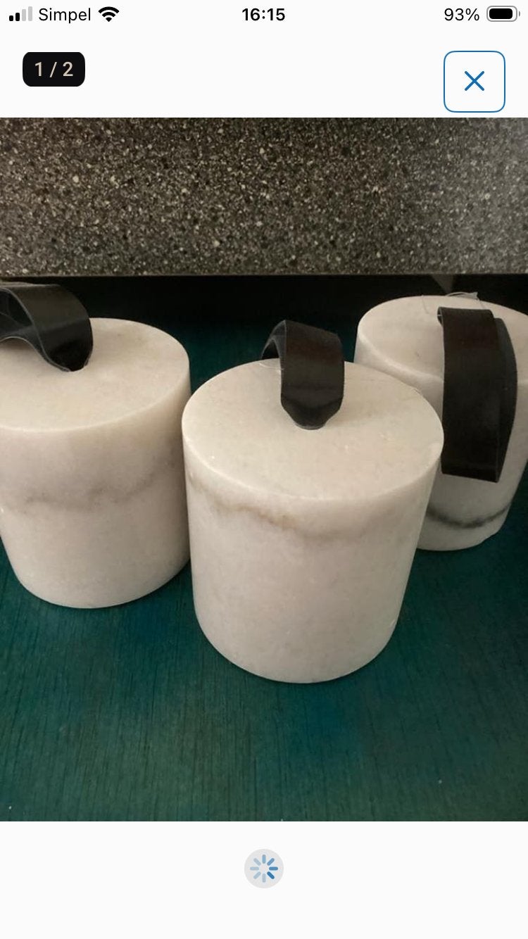 Massieve marmeren deurstoppers met lus, 9 cm hoog, Wit, Binnen, Gebruikt, Ophalen of Verzenden