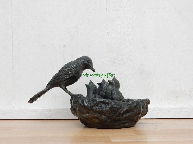 159* Bronzen nestje groen (Boven €75 geen verzendkosten), Tuin en Terras, Tuinbeelden, Ophalen of Verzenden, Nieuw, Overige materialen