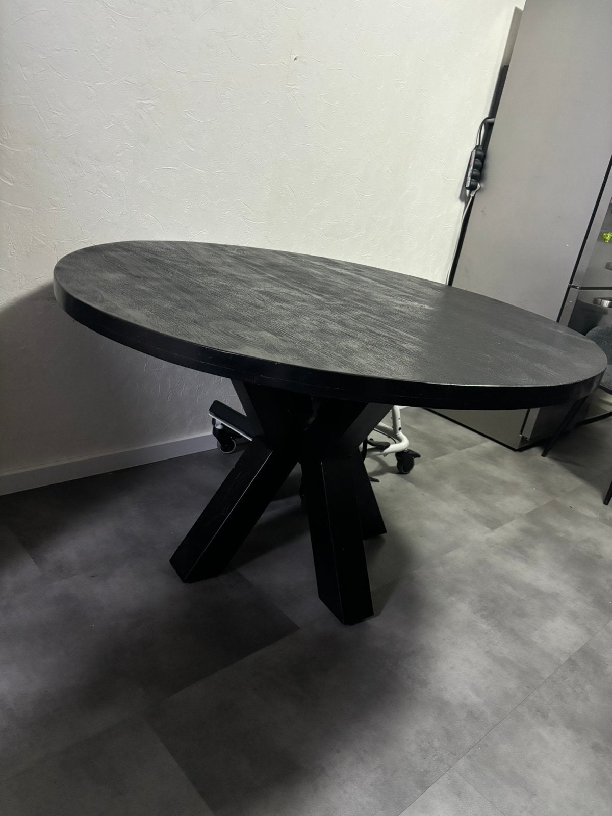 Mango houten zwarte eettafel 130cm, Huis en Inrichting, Tafels | Eettafels, Ophalen, Zo goed als nieuw, Rond, 100 tot 150 cm