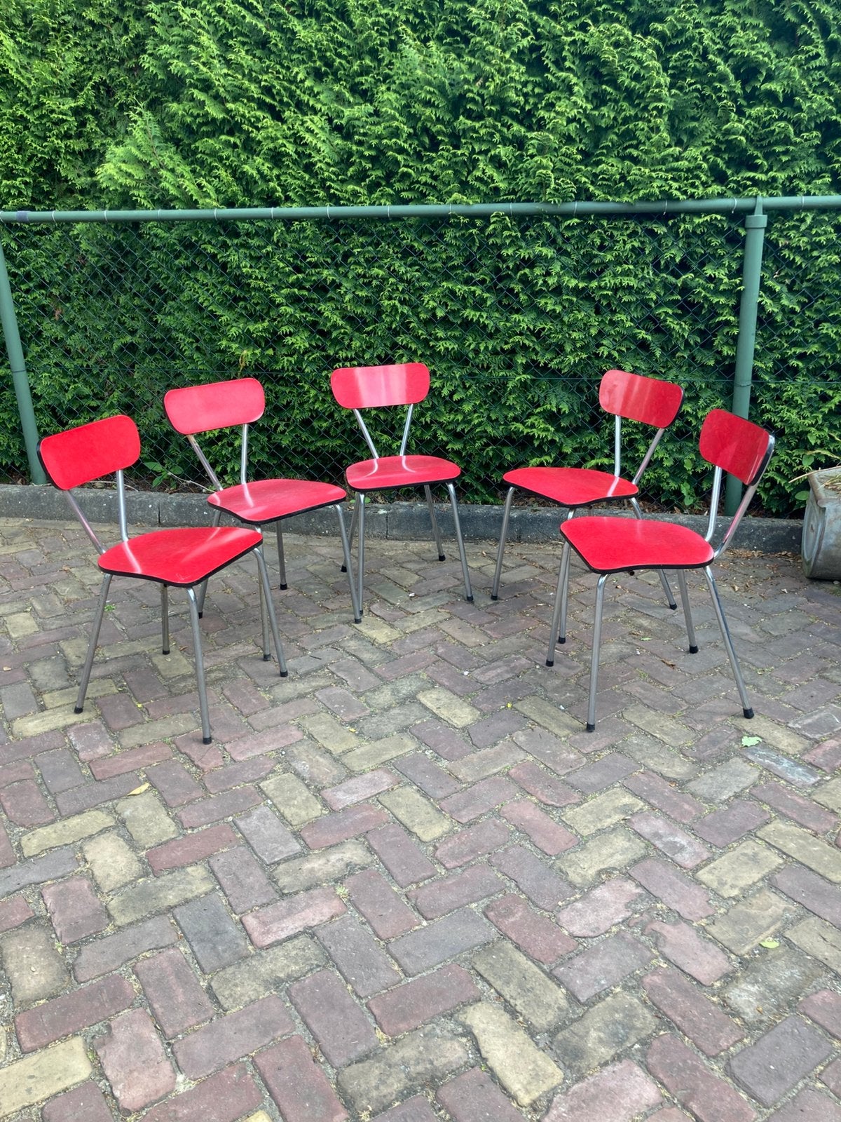Rode formica stoeltjes retro, Ophalen, Huis en Inrichting