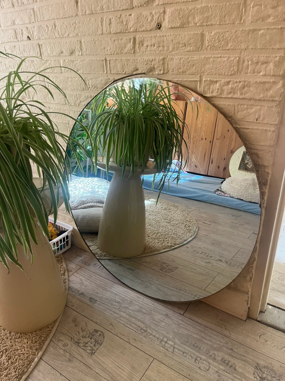Gratis ronde spiegel 80cm (met beschadiging), Ophalen of Verzenden, Zo goed als nieuw