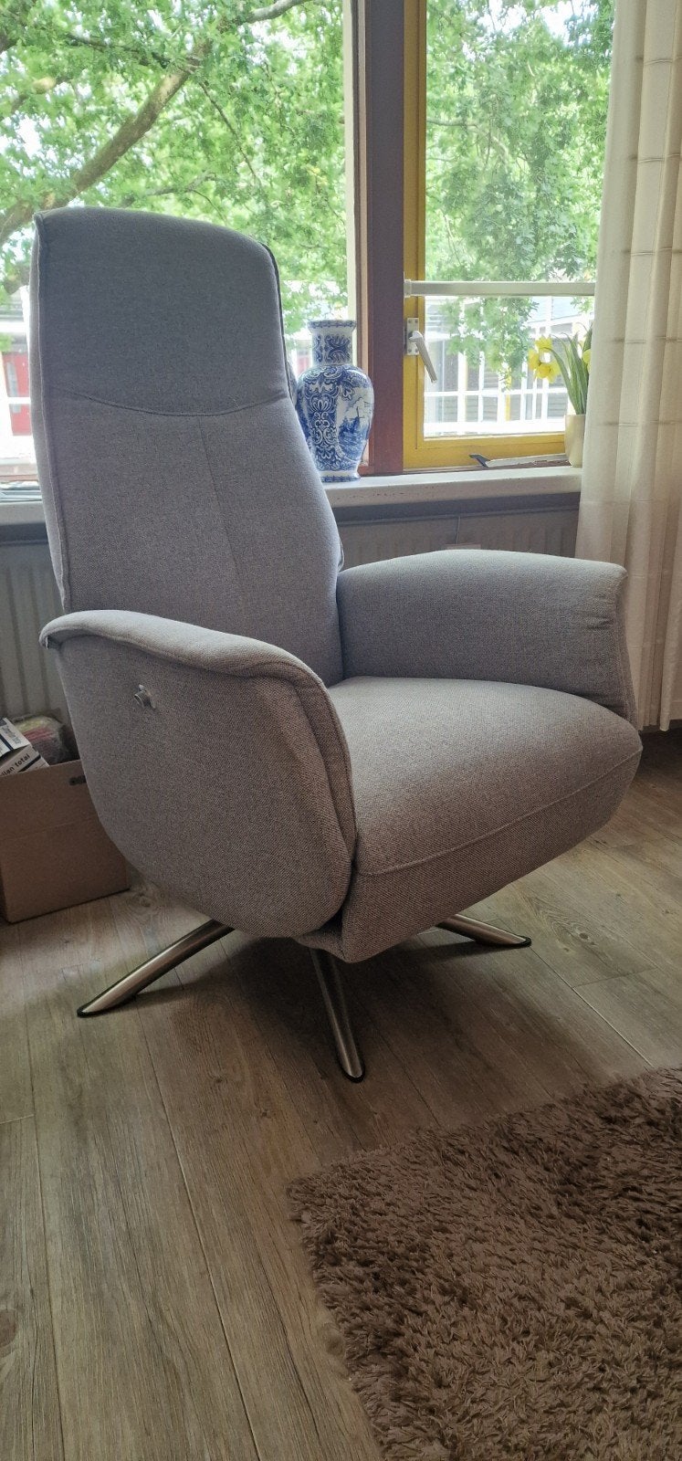 Grijze relaxfauteuil, maat S - Zo goed als nieuw, Ophalen, 75 tot 100 cm, Zo goed als nieuw, Stof