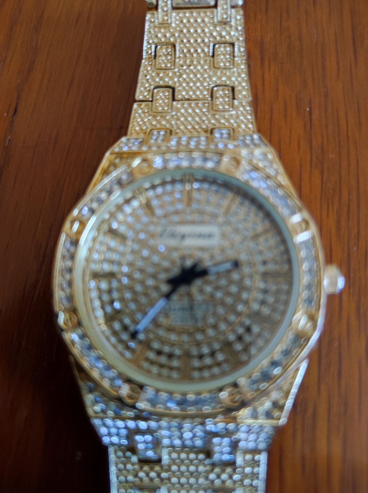 Gouden Elegina Polshorloge met Strass, Overige merken, Overige materialen, Polshorloge, Overige materialen