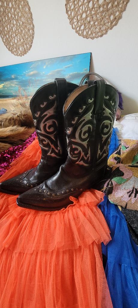western/cowboy laarzen leer mt 39 Mexicana, Zwart, Lage of Enkellaarzen, Ophalen of Verzenden, Zo goed als nieuw