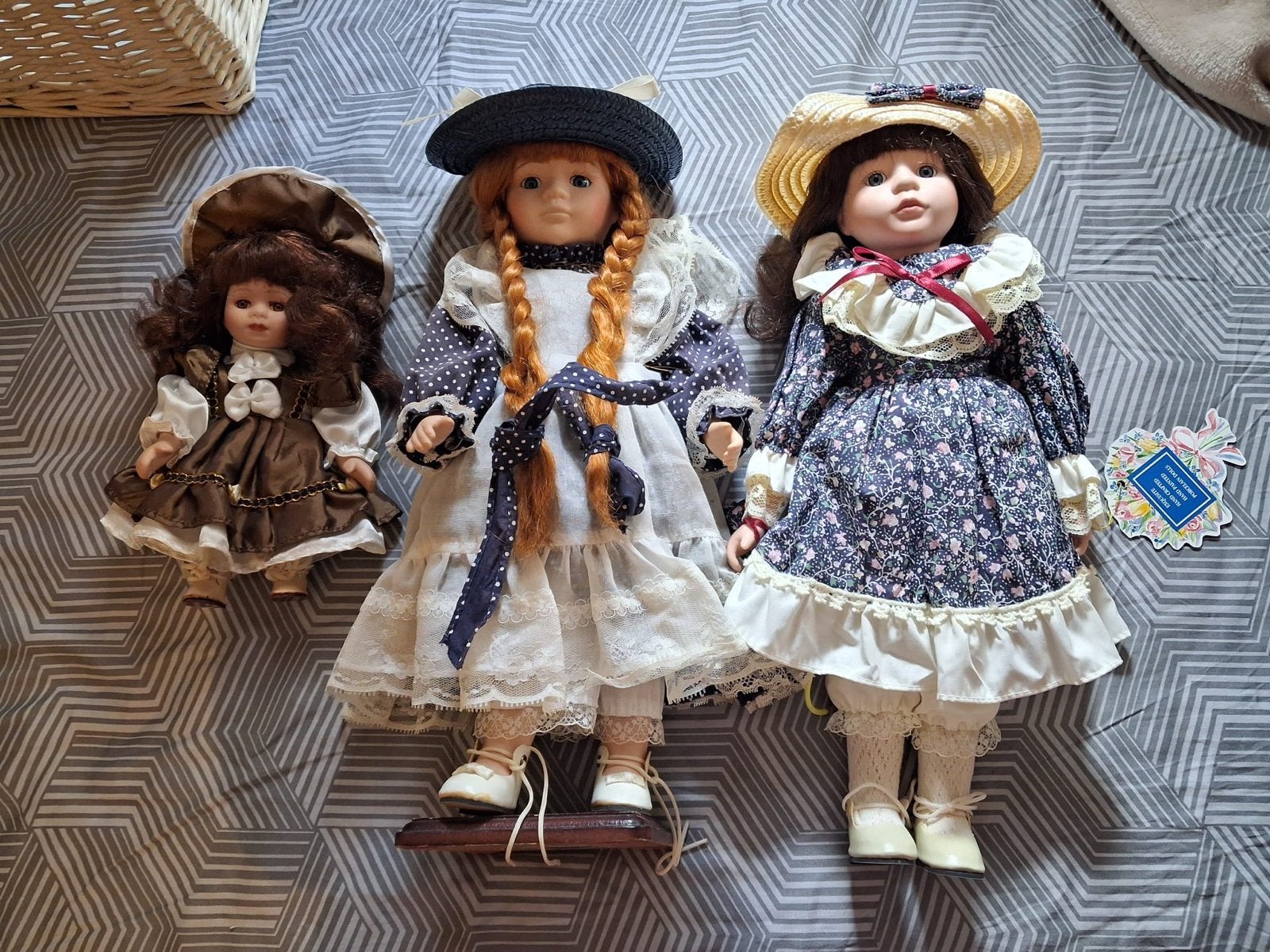 Set van 3 Porseleinen Poppen - Vintage Collectie, Verzamelen, Ophalen of Verzenden, Gebruikt, Pop