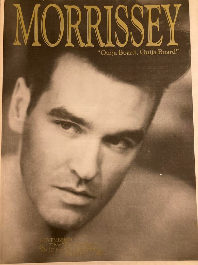 Paginagrote A3 advertentie MORRISSEY Ouija Board release, Ophalen of Verzenden, Zo goed als nieuw, A1 t/m A3