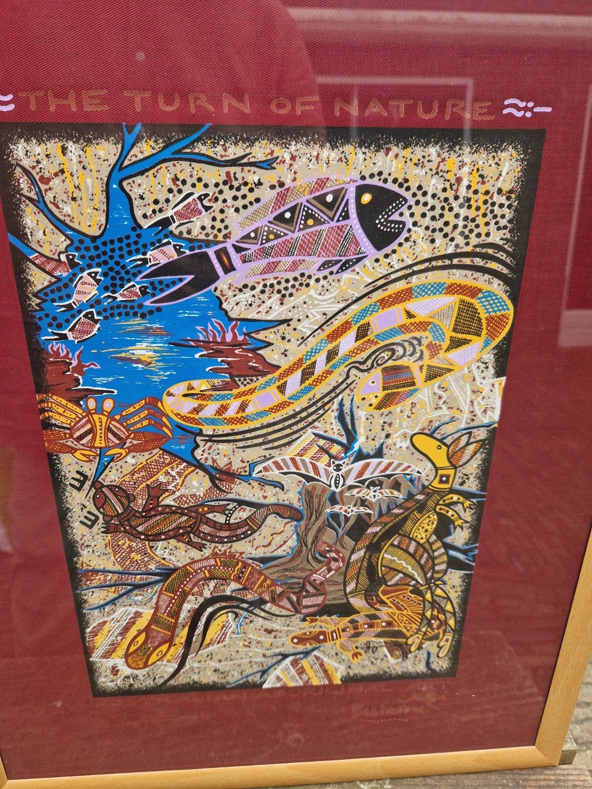 Aboriginal Kunstwerk 'The Turn of Nature' - Lionel Doyle, Schilderij, Geschilderd, Ophalen of Verzenden, Papier/karton