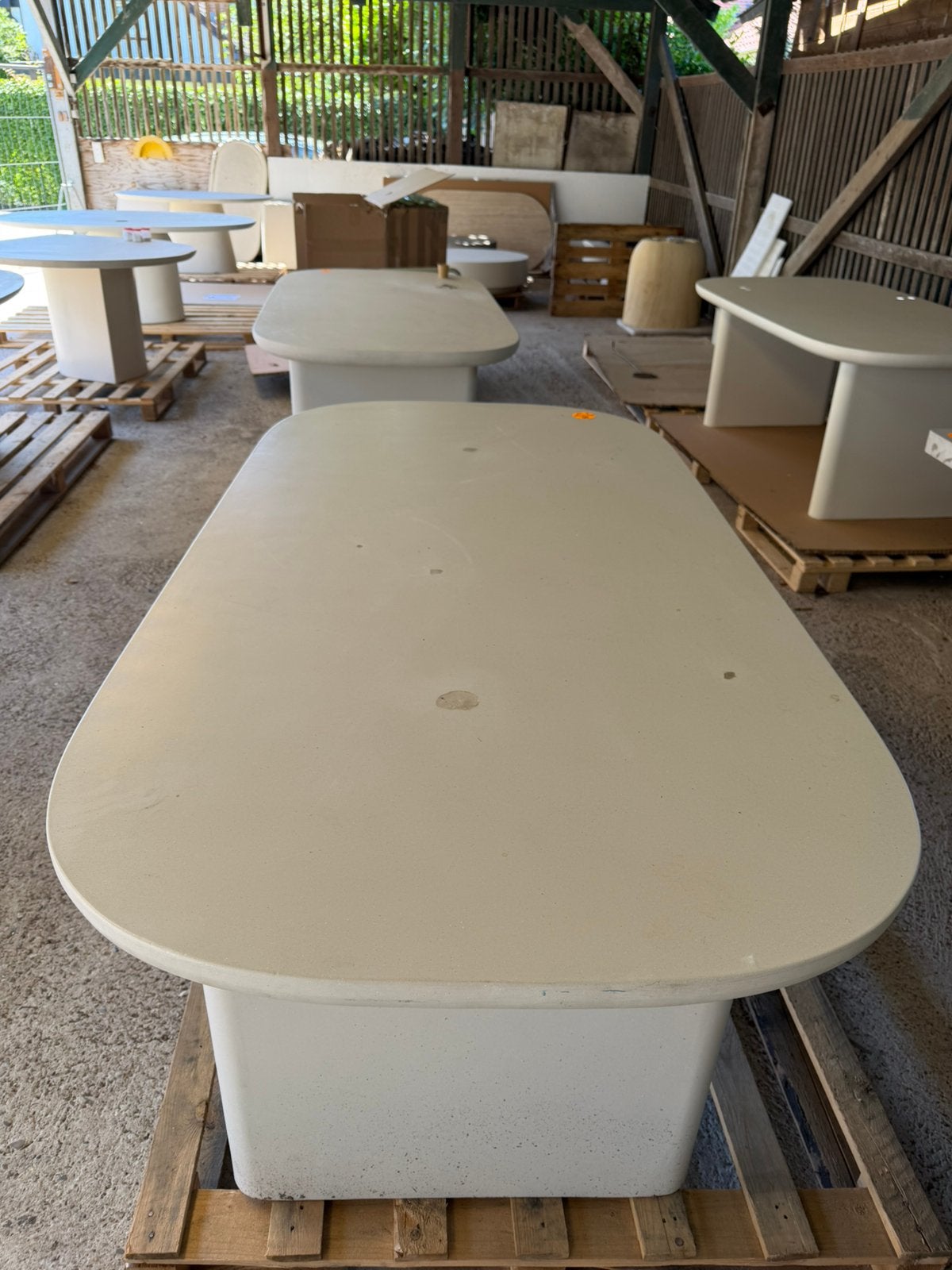Tuintafel Deens ovaal beige eco composiet 200 cm B keus, Tuin en Terras, Tuintafels, Ophalen, Nieuw, Ovaal, Overige materialen