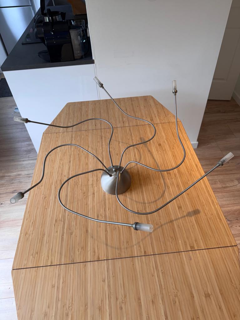 Moderne plafondlamp met 6 armen, Ophalen, Gebruikt, Metaal