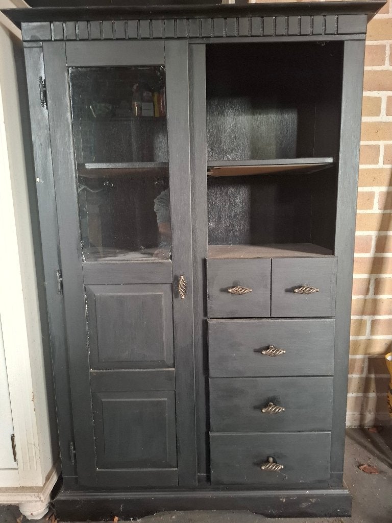 landelijk vitrinekast, Huis en Inrichting, Kasten | Vitrinekasten, Ophalen, Gebruikt, 100 tot 150 cm, 50 tot 100 cm