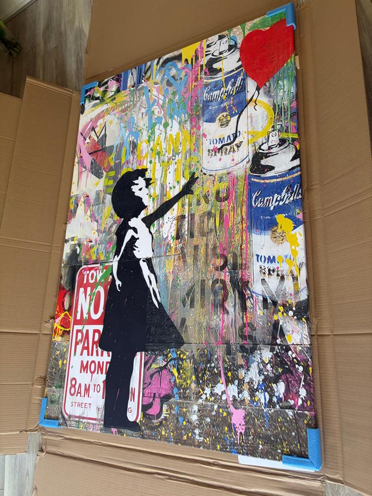 AANBIEDINGEN! Banksy, Godfather, Tyson plexiglas en canvas, Huis en Inrichting, Woonaccessoires | Schilderijen, Tekeningen en Foto's