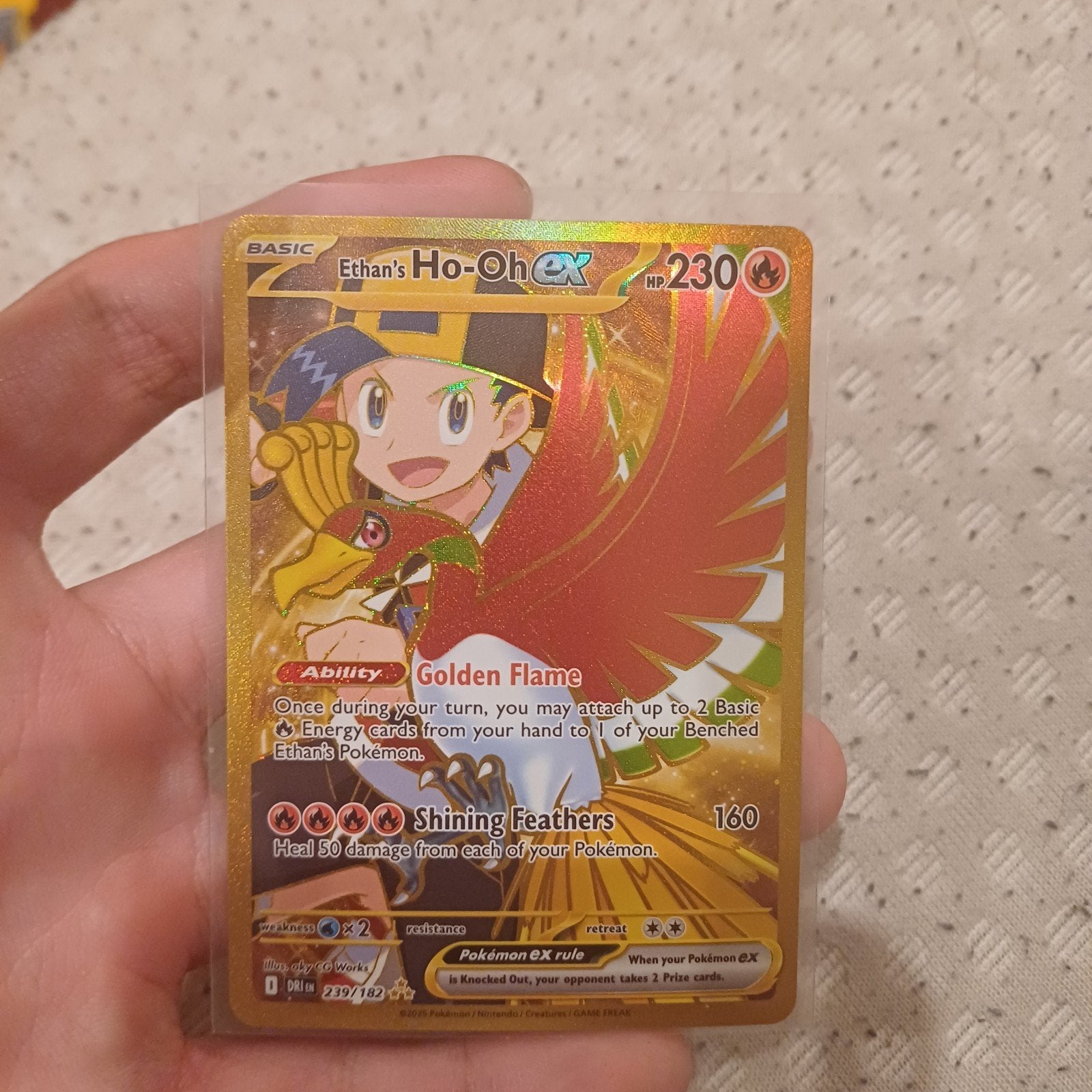 Pokémon Kaart: Ethan's Ho-Oh ex (Foil), Ophalen of Verzenden, Zo goed als nieuw, Losse kaart, Foil