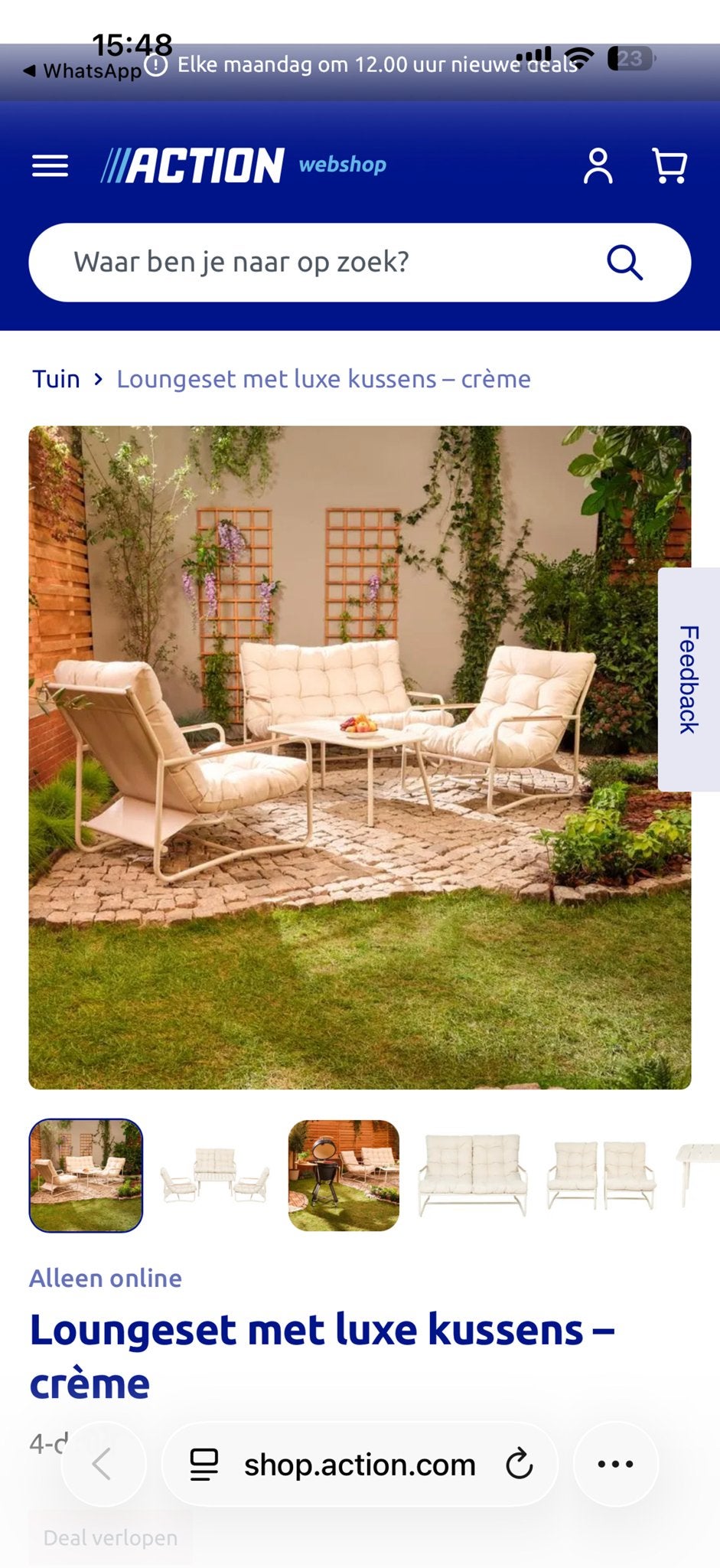 NIEUW - Loungeset met luxe kussens – crème, Nieuw, Ophalen of Verzenden, Loungeset, Bank