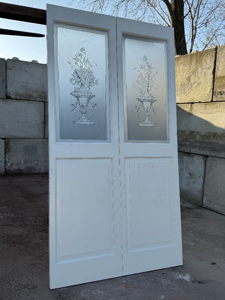 Set schuif / en-suite deuren met geëtst glas 220x119cm., Ophalen