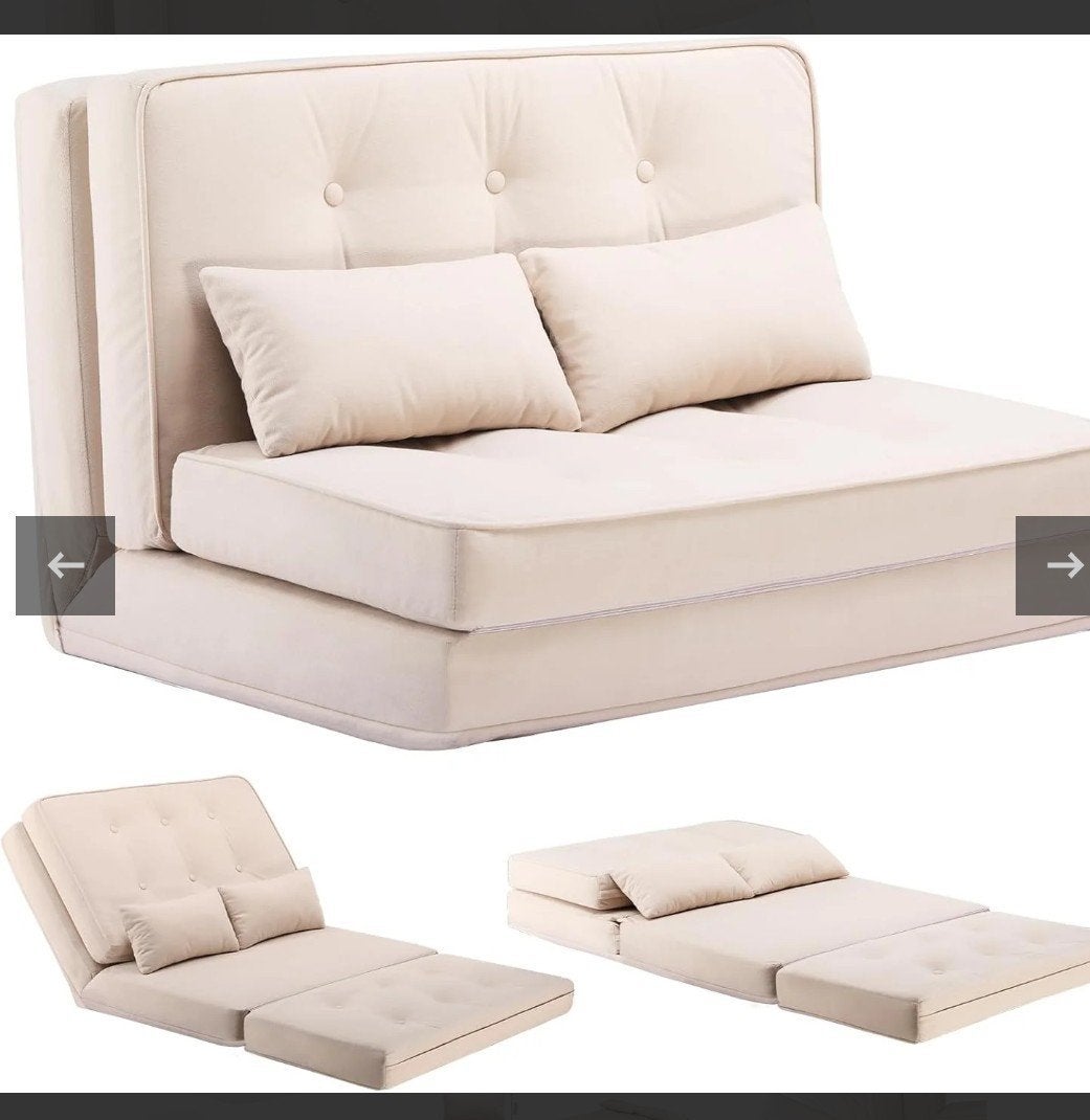 ComHoma Futon Slaapbank - Beige, Nieuw in doos, Ophalen of Verzenden, Nieuw, Tweepersoons, Beige