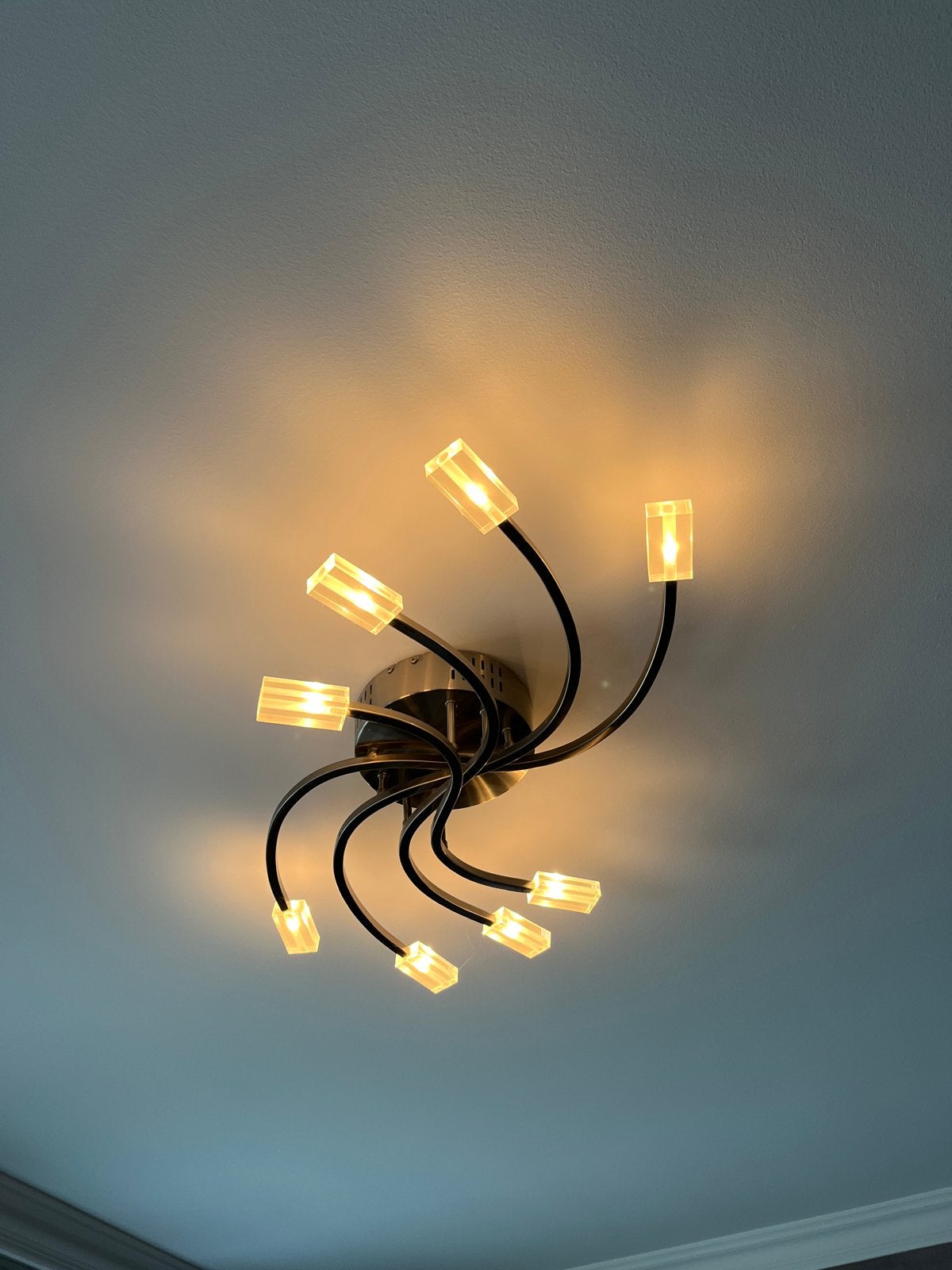Plafondlamp/hanglamp met kristallen details, Ophalen, 100 tot 150 cm, Minder dan 100 cm, 25 tot 50 cm