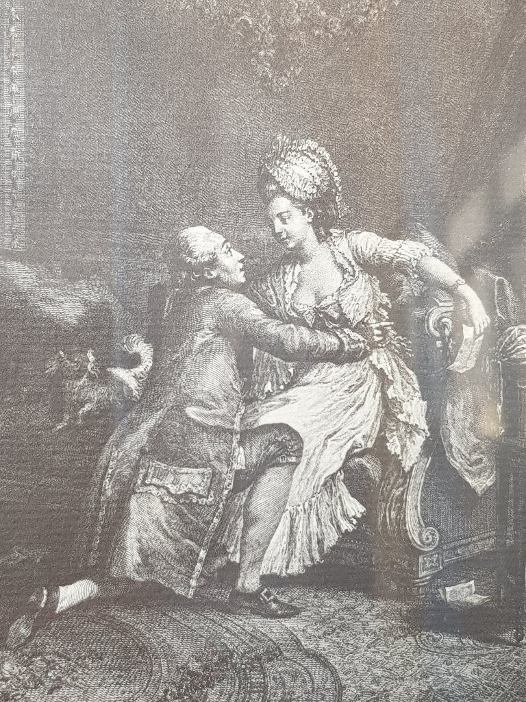 Prachtige originele antieke ingelijste ets uit Frankrijk., Dagelijks leven, 1800 - 1899, Ets, Ophalen of Verzenden