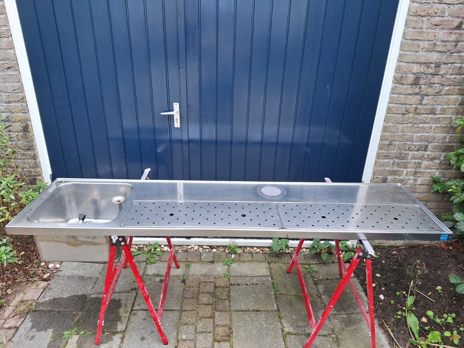RVS lekblad met spoelbak 200x50 cm biertap mancave bar, Ophalen, Gebruikt, Overige merken