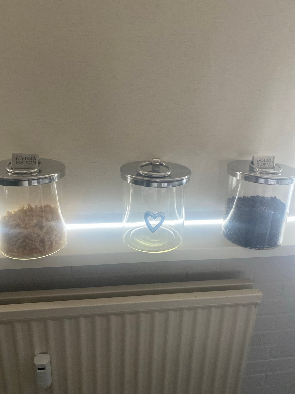 Riviera Maison Voorraadpotten - Set van 3, Ophalen, Glas, Zilver, Zo goed als nieuw