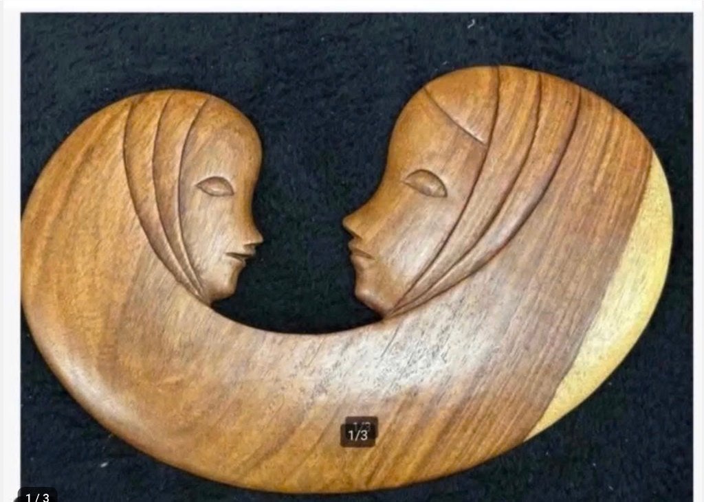 Brocante houten beeld Maria met kind Philippines 16 x 9 cm, Antiek en Kunst, Ophalen of Verzenden