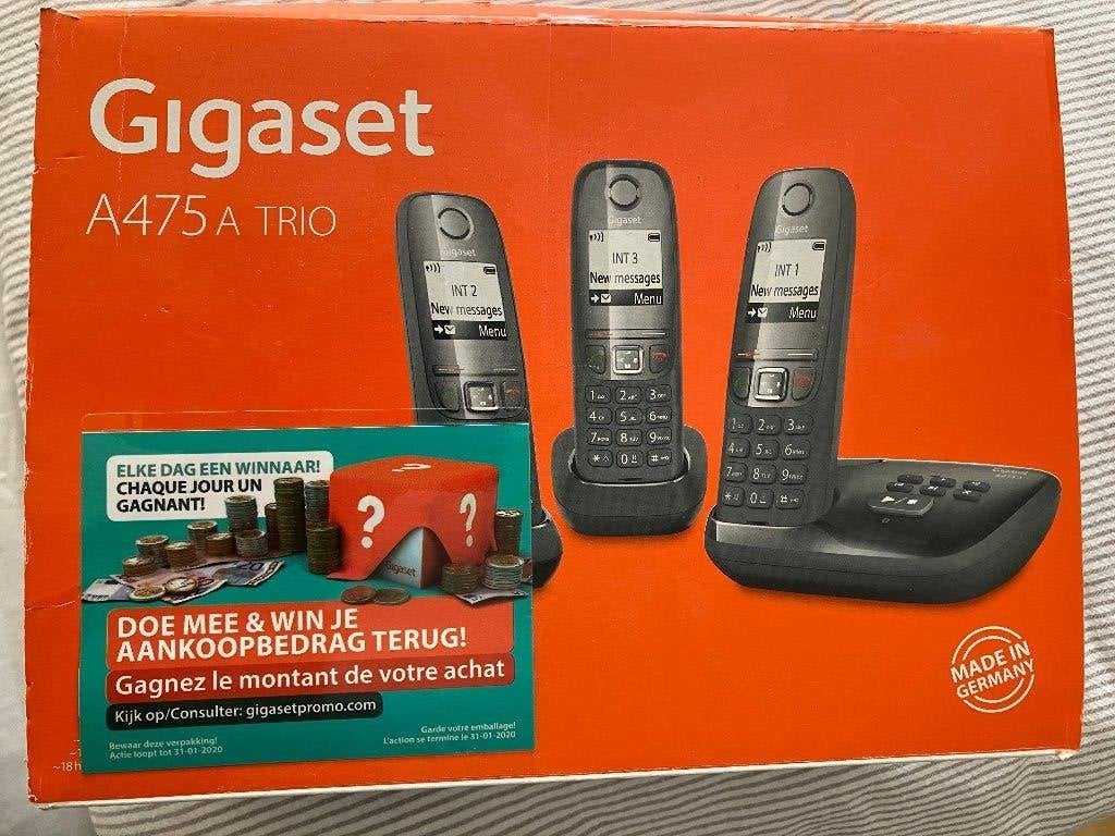 gigaset A475A trio en 1 extra telefoon vier stuks, Ophalen, Gebruikt, 4 handsets of meer