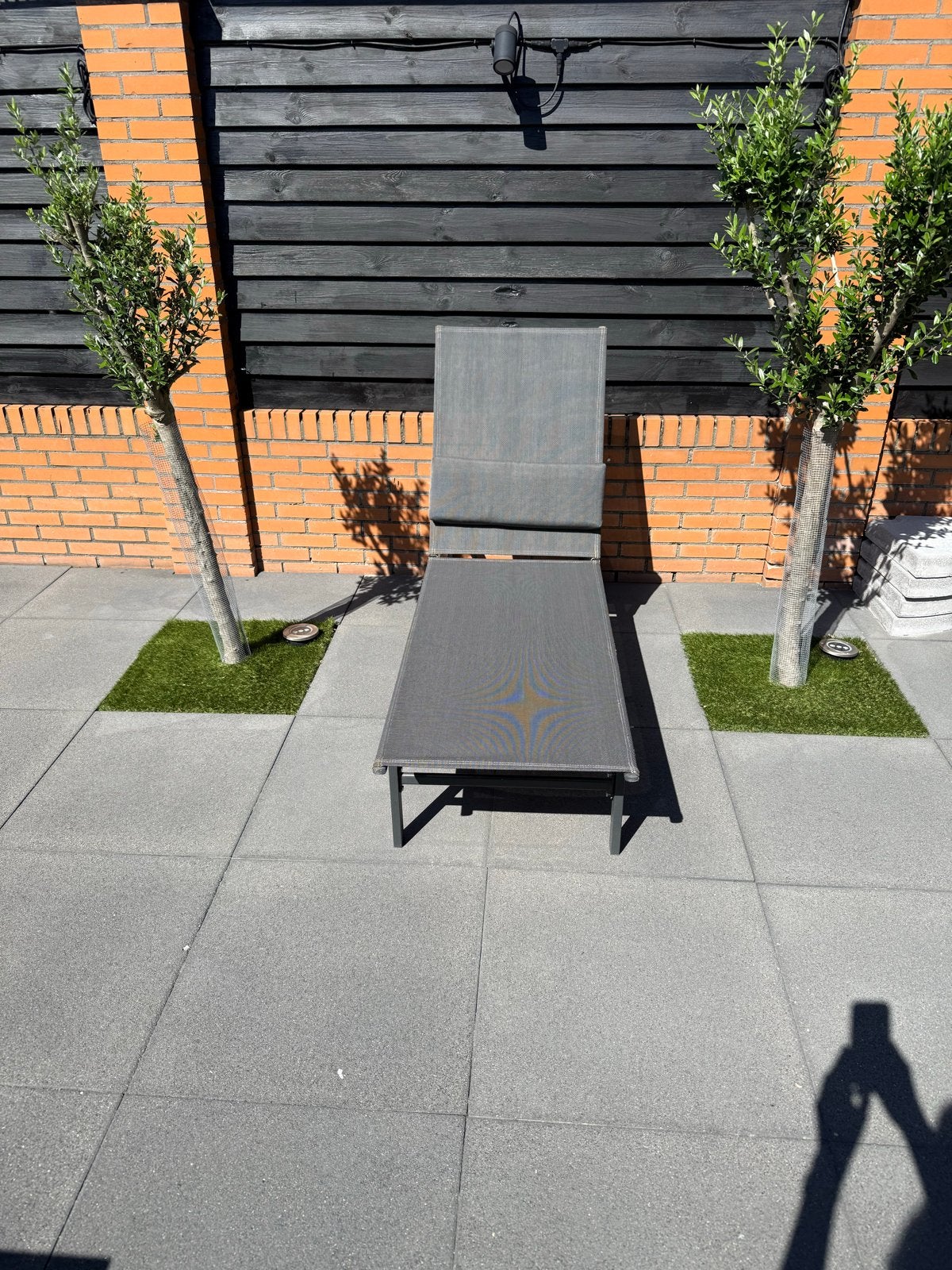 Zonnebed met verstelbare rugleuning en afneembaar kussen, Tuin en Terras, Ophalen, Gebruikt, Textileen, Verstelbaar