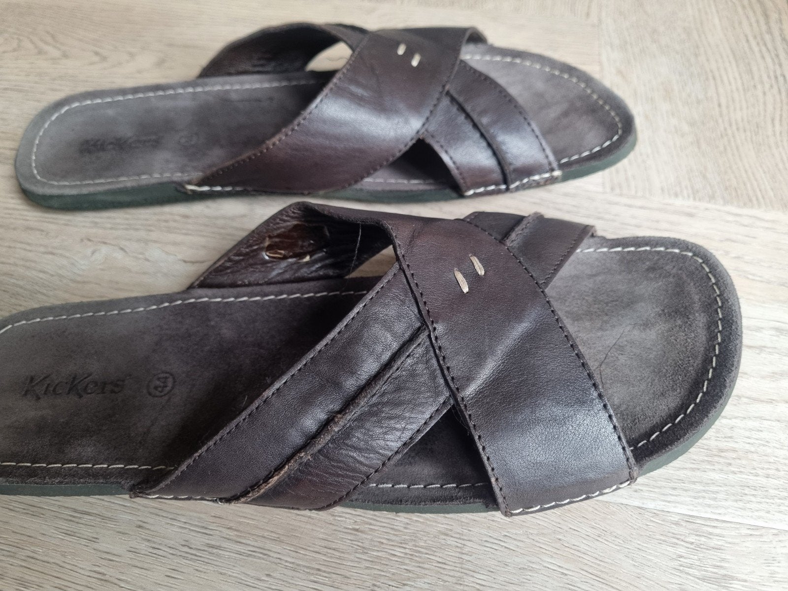 Kickers Spock Leren Slippers Maat 44, Slippers, Bruin, Ophalen of Verzenden, Kickers