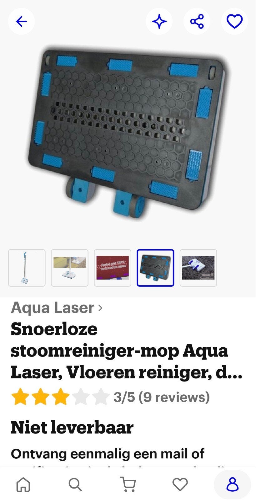 Aqua Laser Snoerloze Stoomreiniger-Mop, Ophalen, Overige merken, Gebruikt, Draadloos