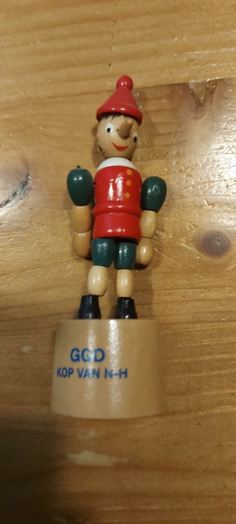 Pinokkio, Drukfiguurtje, Hout, Ophalen of Verzenden, Gebruikt, Overige typen